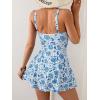imageB2prity One Piece Swimdress Swimsuits for Women Tummy Control Swim Dresses Skirt V Neck Wrap Bathing SuitBlue White Floral