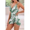imageB2prity One Piece Swimdress Swimsuits for Women Tummy Control Swim Dresses Skirt V Neck Wrap Bathing SuitLeaf Printed 1