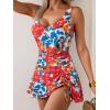 imageB2prity One Piece Swimdress Swimsuits for Women Tummy Control Swim Dresses Skirt V Neck Wrap Bathing SuitRed Floral