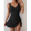imageB2prity One Piece Swimdress Swimsuits for Women Tummy Control Swim Dresses Skirt V Neck Wrap Bathing SuitRibbed  Black