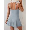 imageB2prity One Piece Swimdress Swimsuits for Women Tummy Control Swim Dresses Skirt V Neck Wrap Bathing SuitRibbed  Grey Blue