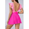 imageB2prity Tummy Control One Piece Swimsuit for Women Ruffle Swimdress V Neck Wrap Bathing Suit Cutout Swimwear with SkirtPink Color Block