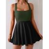 imageB2prity Womens One Piece Swimdress Swimsuit Tummy Control Swim Dress Modest Full Coverage Bathing Suit with SkirtArmy Green Black