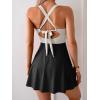 imageB2prity Womens One Piece Swimdress Swimsuit Tummy Control Swim Dress Modest Full Coverage Bathing Suit with SkirtBlack White Block