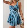 imageB2prity Womens One Piece Swimdress Swimsuit Tummy Control Swim Dress Modest Full Coverage Bathing Suit with SkirtBlue Irregular Stripes