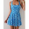 imageB2prity Womens One Piece Swimdress Swimsuit Tummy Control Swim Dress Modest Full Coverage Bathing Suit with SkirtBlue Print