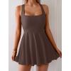 imageB2prity Womens One Piece Swimdress Swimsuit Tummy Control Swim Dress Modest Full Coverage Bathing Suit with SkirtCoffee