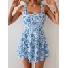 imageB2prity Womens One Piece Swimdress Swimsuit Tummy Control Swim Dress Modest Full Coverage Bathing Suit with SkirtDark Blue Print