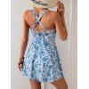 imageB2prity Womens One Piece Swimdress Swimsuit Tummy Control Swim Dress Modest Full Coverage Bathing Suit with SkirtDark Blue Print