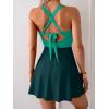 imageB2prity Womens One Piece Swimdress Swimsuit Tummy Control Swim Dress Modest Full Coverage Bathing Suit with SkirtGreen and Dark Green