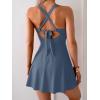 imageB2prity Womens One Piece Swimdress Swimsuit Tummy Control Swim Dress Modest Full Coverage Bathing Suit with SkirtGrey Blue