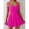 imageB2prity Womens One Piece Swimdress Swimsuit Tummy Control Swim Dress Modest Full Coverage Bathing Suit with SkirtHot Pink