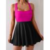 imageB2prity Womens One Piece Swimdress Swimsuit Tummy Control Swim Dress Modest Full Coverage Bathing Suit with SkirtHot Pink Black