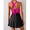 imageB2prity Womens One Piece Swimdress Swimsuit Tummy Control Swim Dress Modest Full Coverage Bathing Suit with SkirtHot Pink Black