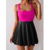 imageB2prity Womens One Piece Swimdress Swimsuit Tummy Control Swim Dress Modest Full Coverage Bathing Suit with SkirtHot Pink Black