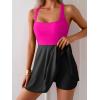 imageB2prity Womens One Piece Swimdress Swimsuit Tummy Control Swim Dress Modest Full Coverage Bathing Suit with SkirtHot Pink Black
