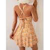 imageB2prity Womens One Piece Swimdress Swimsuit Tummy Control Swim Dress Modest Full Coverage Bathing Suit with SkirtOrange White Floral