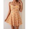 imageB2prity Womens One Piece Swimdress Swimsuit Tummy Control Swim Dress Modest Full Coverage Bathing Suit with SkirtOrange White Floral
