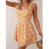 imageB2prity Womens One Piece Swimdress Swimsuit Tummy Control Swim Dress Modest Full Coverage Bathing Suit with SkirtOrange White Floral