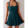 imageB2prity Womens One Piece Swimdress Swimsuit Tummy Control Swim Dress Modest Full Coverage Bathing Suit with SkirtPeacock Green