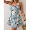 imageB2prity Womens One Piece Swimdress Swimsuit Tummy Control Swim Dress Modest Full Coverage Bathing Suit with SkirtPineapple and Flowers