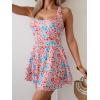 imageB2prity Womens One Piece Swimdress Swimsuit Tummy Control Swim Dress Modest Full Coverage Bathing Suit with SkirtPink Blue Floral