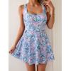 imageB2prity Womens One Piece Swimdress Swimsuit Tummy Control Swim Dress Modest Full Coverage Bathing Suit with SkirtPurple Leaf Print
