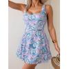 imageB2prity Womens One Piece Swimdress Swimsuit Tummy Control Swim Dress Modest Full Coverage Bathing Suit with SkirtPurple Leaf Print