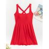 imageB2prity Womens One Piece Swimdress Swimsuit Tummy Control Swim Dress Modest Full Coverage Bathing Suit with SkirtRed