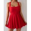 imageB2prity Womens One Piece Swimdress Swimsuit Tummy Control Swim Dress Modest Full Coverage Bathing Suit with SkirtRed