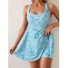 imageB2prity Womens One Piece Swimdress Swimsuit Tummy Control Swim Dress Modest Full Coverage Bathing Suit with SkirtTeal Floral