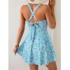 imageB2prity Womens One Piece Swimdress Swimsuit Tummy Control Swim Dress Modest Full Coverage Bathing Suit with SkirtTeal Floral