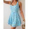 imageB2prity Womens One Piece Swimdress Swimsuit Tummy Control Swim Dress Modest Full Coverage Bathing Suit with SkirtTeal Floral