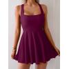 imageB2prity Womens One Piece Swimdress Swimsuit Tummy Control Swim Dress Modest Full Coverage Bathing Suit with SkirtWine Red