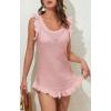 imageB2prity Womens Swimsuit Crochet Swim Cover Up Summer Bathing Suit Swimwear Knit Ruffle Mini Beach DressPink