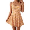 imageB2prity Womens One Piece Swimdress Swimsuit Tummy Control Swim Dress Modest Full Coverage Bathing Suit with SkirtOrange White Floral