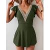 imageB2prity Womens One Piece Swim Dress Swimsuit Tummy Control Bathing Suit Skirt Ruffle V Neck Split SwimwearArmy Green