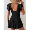 imageB2prity Womens One Piece Swim Dress Swimsuit Tummy Control Bathing Suit Skirt Ruffle V Neck Split SwimwearBlack