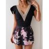 imageB2prity Womens One Piece Swim Dress Swimsuit Tummy Control Bathing Suit Skirt Ruffle V Neck Split SwimwearBlack pink Print