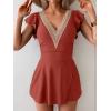 imageB2prity Womens One Piece Swim Dress Swimsuit Tummy Control Bathing Suit Skirt Ruffle V Neck Split SwimwearBrick Red