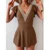imageB2prity Womens One Piece Swim Dress Swimsuit Tummy Control Bathing Suit Skirt Ruffle V Neck Split SwimwearBrown