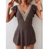 imageB2prity Womens One Piece Swim Dress Swimsuit Tummy Control Bathing Suit Skirt Ruffle V Neck Split SwimwearGrey Purple
