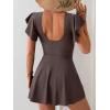 imageB2prity Womens One Piece Swim Dress Swimsuit Tummy Control Bathing Suit Skirt Ruffle V Neck Split SwimwearGrey Purple