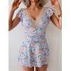 imageB2prity Womens One Piece Swim Dress Swimsuit Tummy Control Bathing Suit Skirt Ruffle V Neck Split SwimwearOrange Floral Print