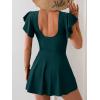 imageB2prity Womens One Piece Swim Dress Swimsuit Tummy Control Bathing Suit Skirt Ruffle V Neck Split SwimwearPeacock Green