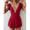 imageB2prity Womens One Piece Swim Dress Swimsuit Tummy Control Bathing Suit Skirt Ruffle V Neck Split SwimwearRed