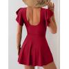 imageB2prity Womens One Piece Swim Dress Swimsuit Tummy Control Bathing Suit Skirt Ruffle V Neck Split SwimwearRed