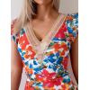 imageB2prity Womens One Piece Swim Dress Swimsuit Tummy Control Bathing Suit Skirt Ruffle V Neck Split SwimwearRed Floral Print