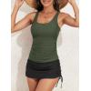 imageB2prity Tankini Swimsuit for Women Slimming Tummy Control Two Piece Bathing Suit Drawstring Swimwear Tank Top with SkirtArmy Green  Black