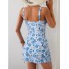imageB2prity Tankini Swimsuit for Women Slimming Tummy Control Two Piece Bathing Suit Drawstring Swimwear Tank Top with SkirtLight Blue Whie Printed